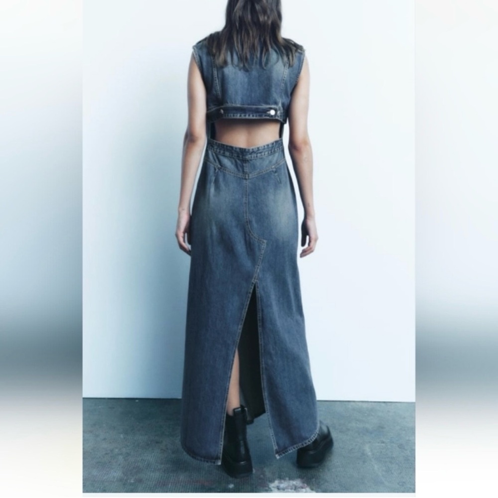 Zara Blue-Gray Denim Dress with back cutout